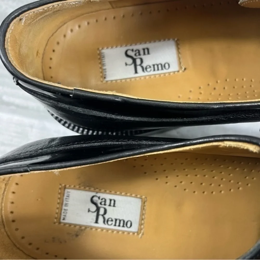San Remo Made in Italy Black Leather Men's 10.5 Oxford Dress Shoes